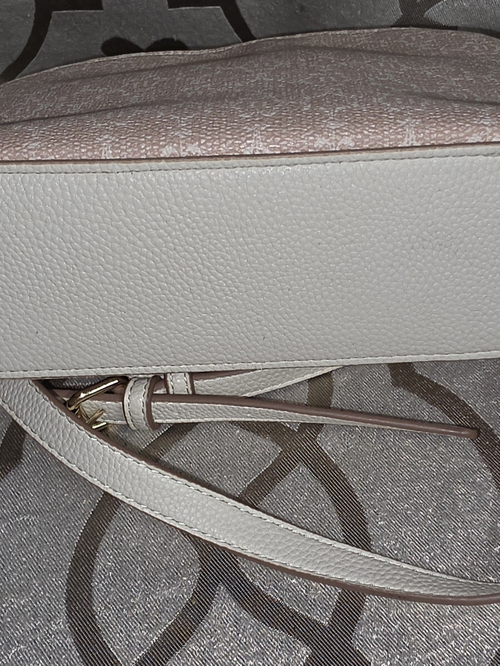 Nanette Lepore Blush Pink And Tan Patterned Dome Crossbody with Gold Accents - Picture 7 of 11